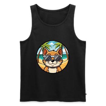 Bambino Cat Breed Cartoon Sunglasses Beach - Men's Premium Organic Tank Top - black - Front - AI Model Male 178 light (178cm)