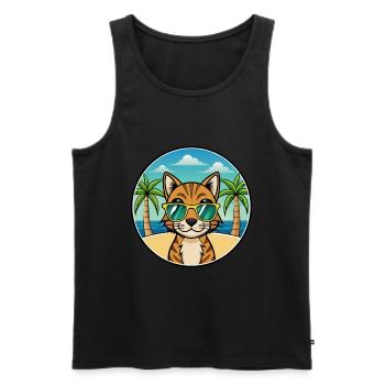 Bengalische Katzenrasse Cartoon Sonnenbrille Strand - Männer Premium Bio Tank Top - Schwarz - Vorne - AI Model Male 178 light (178cm)