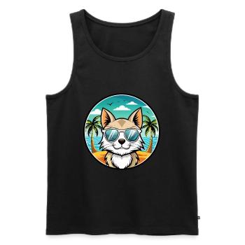 Balinesische Katzenrasse Cartoon Sonnenbrille Strand - Männer Premium Bio Tank Top - Schwarz - Vorne - Michal (187cm)