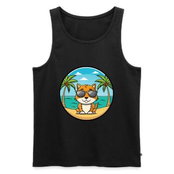 Zypern Katzenrasse Cartoon Sonnenbrille Strand - Männer Premium Bio Tank Top - Schwarz - Vorne - AI Model Male 178 light (178cm)