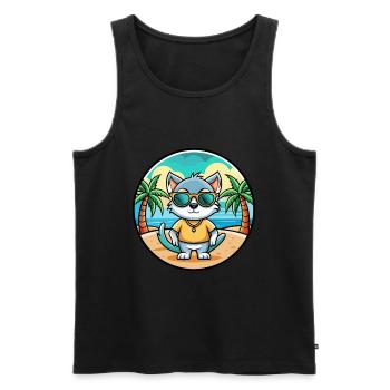 Khao Manee Cat Breed Cartoon Lunettes de soleil Beach - Débardeur bio Premium Homme - noir - Devant - Michal (187cm)