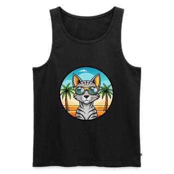 Lunettes de soleil de dessin animé de race de chat Mau égyptienne arabe - Débardeur bio Premium Homme - noir - Devant - Michal (187cm)