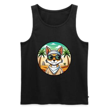 Lunettes de soleil de race de chat Mau arabe de plage - Débardeur bio Premium Homme - noir - Devant - Michal (187cm)