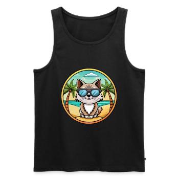 Birma Heilige Katzenrasse Cartoon Sonnenbrille Strand - Männer Premium Bio Tank Top - Schwarz - Vorne - AI Model Male 178 light (178cm)