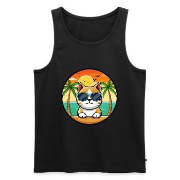Lunettes de soleil de dessin animé de race de chat birman plage - Débardeur bio Premium Homme - noir - Devant - Michal (187cm)