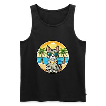 Lunettes de soleil de dessin animé de race de chat Mau égyptien plage - Débardeur bio Premium Homme - noir - Devant - Michal (187cm)