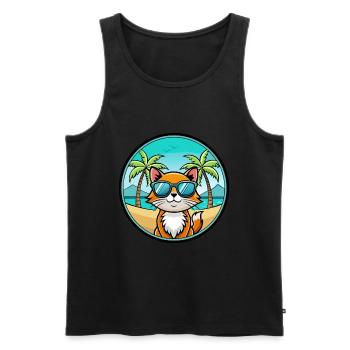 Hantilly Tiffany Cat Breed Cartoon Sunglass Beach - Men's Premium Organic Tank Top - black - Front - Michal (187cm)