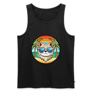 Gamme britannique de chats à poil long dessin animé lunettes de soleil plage - Débardeur bio Premium Homme - noir - Devant - Michal (187cm)