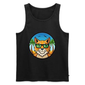 Eurasian Lynx Cat Breed Cartoon Lunettes de soleil Beach - Débardeur bio Premium Homme - noir - Devant - Michal (187cm)