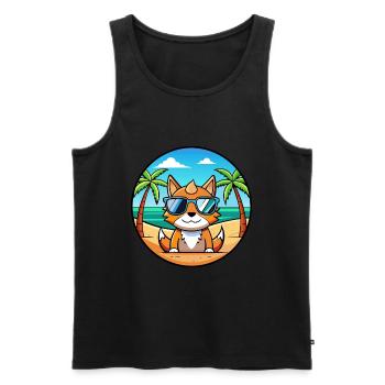 German Rex Cat Breed Cartoon Sunglasses Beach - Men's Premium Organic Tank Top - black - Front - Michal (187cm)