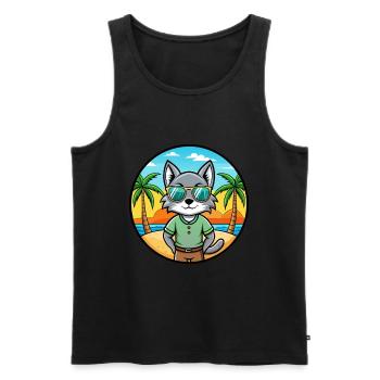 Korat Cat Breed Cartoon Sunglasses Beach - Men's Premium Organic Tank Top - black - Front - Michal (187cm)