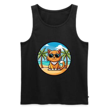Ingwer Langhaar Katze Rasse Cartoon Sonnenbrille Strand - Männer Premium Bio Tank Top - Schwarz - Vorne - Michal (187cm)