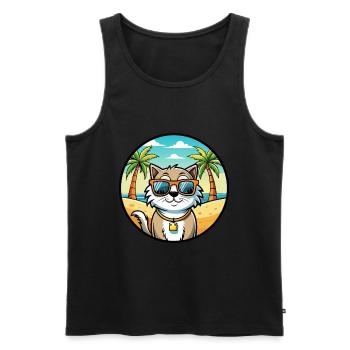 Ragamuffin Lunettes de soleil de dessin animé de race de chat plage - Débardeur bio Premium Homme - noir - Devant - Michal (187cm)