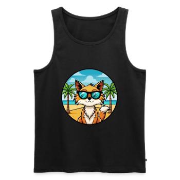 Somali Katzenrasse Cartoon Sonnenbrille Strand - Männer Premium Bio Tank Top - Schwarz - Vorne - AI Model Male 178 light (178cm)