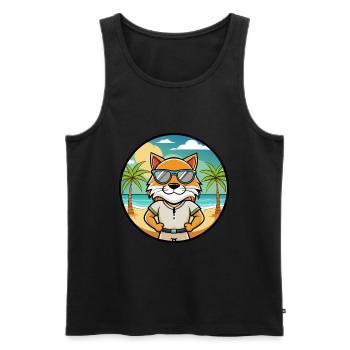 Highlander Cat Breed Cartoon Sunglasses Beach - Men's Premium Organic Tank Top - black - Front - Michal (187cm)