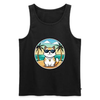 Japanische Bobtail Katzenrasse Cartoon Sonnenbrille Strand - Männer Premium Bio Tank Top - Schwarz - Vorne - Michal (187cm)
