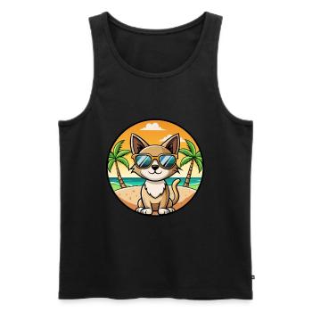 Siamois Shorthair Cat Breed Cartoon Sunglass Beach - Débardeur bio Premium Homme - noir - Devant - Michal (187cm)
