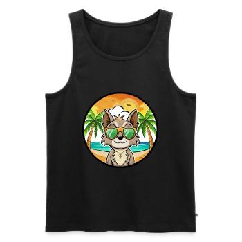 Siamois Race Dessin Animé Lunettes De Soleil Plage - Débardeur bio Premium Homme - noir - Devant - Michal (187cm)