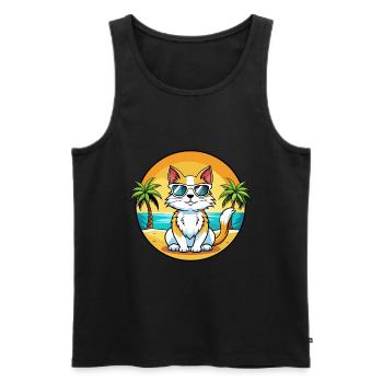 Lunettes de soleil de dessin animé de race de chat turc plage - Débardeur bio Premium Homme - noir - Devant - Michal (187cm)