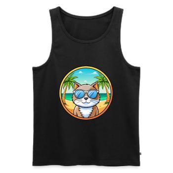 Gamme britannique de chats à poil long dessin animé lunettes de soleil plage - Débardeur bio Premium Homme - noir - Devant - Michal (187cm)