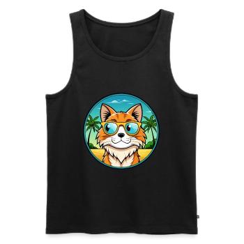 Maine Coon Cat Breed Cartoon Lunettes de soleil Beach - Débardeur bio Premium Homme - noir - Devant - Michal (187cm)