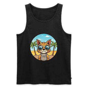 Ocicat Breed Cartoon Sonnenbrille Strand - Männer Premium Bio Tank Top - Schwarz - Vorne - AI Model Male 178 light (178cm)