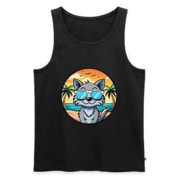 Australian Mist Cat Breed Cartoon Sunglasses Beach - Men's Premium Organic Tank Top - black - Front - AI Model Male 178 light (178cm)