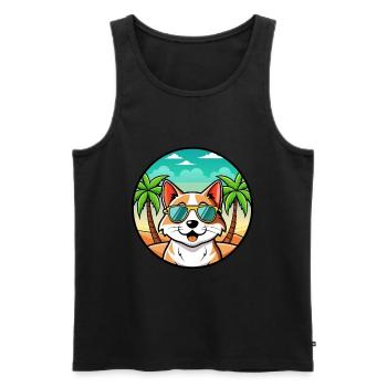 Balinesische Katzenrasse Cartoon Sonnenbrille Strand - Männer Premium Bio Tank Top - Schwarz - Vorne - Michal (187cm)