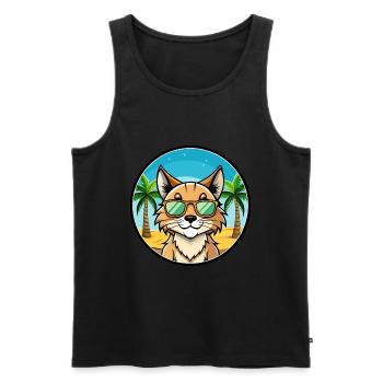 Eurasian Lynx Cat Breed Cartoon Lunettes de soleil Beach - Débardeur bio Premium Homme - noir - Devant - Michal (187cm)