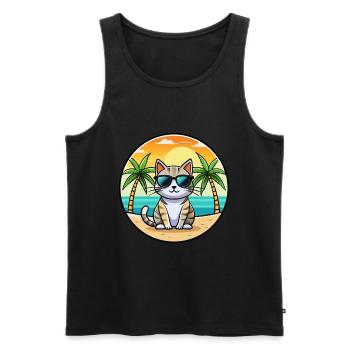 Amerikanische Kurzhaarkatze Rasse Cartoon Sonnenbrille - Männer Premium Bio Tank Top - Schwarz - Vorne - Michal (187cm)