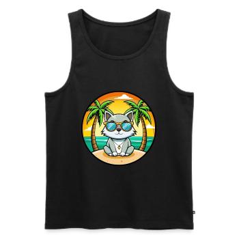 Asiatische Katzenrasse Cartoon Sonnenbrille Strand - Männer Premium Bio Tank Top - Schwarz - Vorne - Michal (187cm)