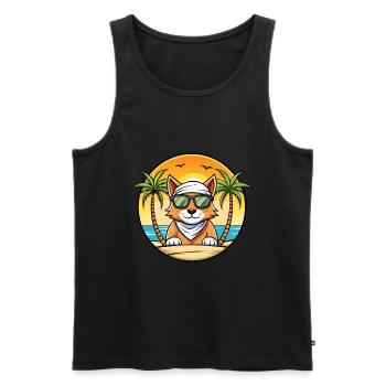 Lunettes de soleil de race de chat Mau arabe de plage - Débardeur bio Premium Homme - noir - Devant - Michal (187cm)