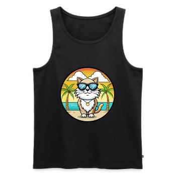 Birma Heilige Katzenrasse Cartoon Sonnenbrille Strand - Männer Premium Bio Tank Top - Schwarz - Vorne - AI Model Male 178 light (178cm)