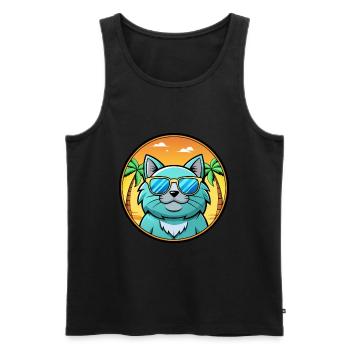 Chartreux Cat Breed Cartoon Sunglasses Beach - Men's Premium Organic Tank Top - black - Front - AI Model Male 178 light (178cm)