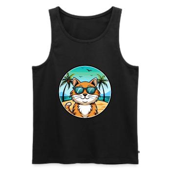 Lunettes de soleil California Spangled Cat Breed Cartoon - Débardeur bio Premium Homme - noir - Devant - Michal (187cm)