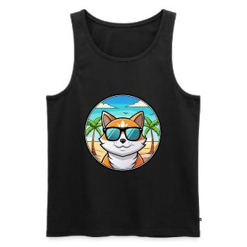 Lunettes de soleil de dessin animé de race de chat calicot dilué plage - Débardeur bio Premium Homme - noir - Devant - Michal (187cm)