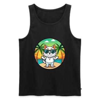 Japanische Bobtail Katzenrasse Cartoon Sonnenbrille Strand - Männer Premium Bio Tank Top - Schwarz - Vorne - Michal (187cm)