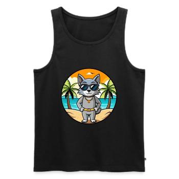 Korat Cat Breed Cartoon Sunglasses Beach - Men's Premium Organic Tank Top - black - Front - Michal (187cm)