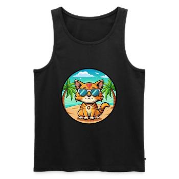 Munchkin Lunettes de soleil de dessin animé de race de chat plage - Débardeur bio Premium Homme - noir - Devant - Michal (187cm)