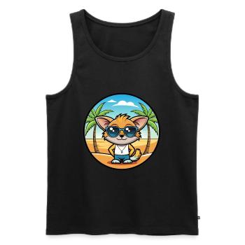 Pixie Bob Katzenrasse Cartoon Sonnenbrille Strand - Männer Premium Bio Tank Top - Schwarz - Vorne - AI Model Male 178 light (178cm)