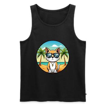 Siamois Shorthair Cat Breed Cartoon Sunglass Beach - Débardeur bio Premium Homme - noir - Devant - Michal (187cm)