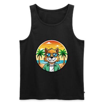 German Rex Cat Breed Cartoon Sunglasses Beach - Men's Premium Organic Tank Top - black - Front - Michal (187cm)