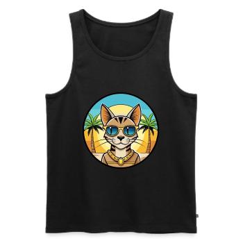 Arabian Egyptian Mau Cat Breed Cartoon Sunglasses - Men's Premium Organic Tank Top - black - Front - Michal (187cm)