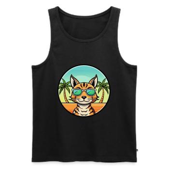 Ocicat Breed Cartoon Sonnenbrille Strand - Männer Premium Bio Tank Top - Schwarz - Vorne - AI Model Male 178 light (178cm)