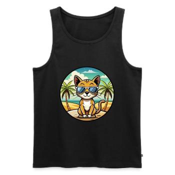 Chausie Katzenrasse Cartoon Sonnenbrille Strand - Männer Premium Bio Tank Top - Schwarz - Vorne - Michal (187cm)