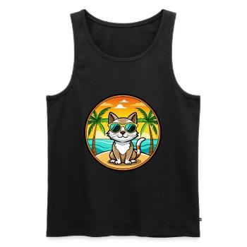 Siamois Race Dessin Animé Lunettes De Soleil Plage - Débardeur bio Premium Homme - noir - Devant - Michal (187cm)