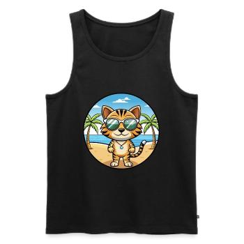 Toyger Katze Rasse Cartoon Kawaii Sonnenbrille Strand - Männer Premium Bio Tank Top - Schwarz - Vorne - AI Model Male 178 light (178cm)