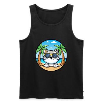 Schneeschuh Katze Rasse Cartoon Sonnenbrille Strand - Männer Premium Bio Tank Top - Schwarz - Vorne - Michal (187cm)