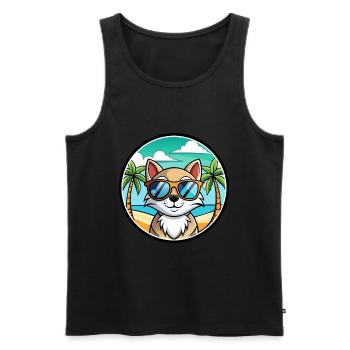 Schneeschuh Katze Rasse Cartoon Sonnenbrille Strand - Männer Premium Bio Tank Top - Schwarz - Vorne - Michal (187cm)