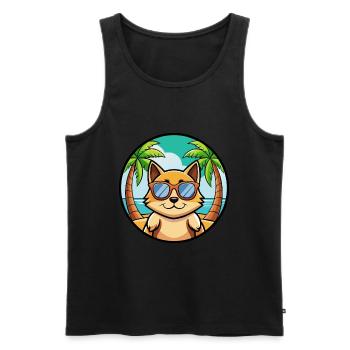 Tonkinois Race Chat Dessin Animé Lunettes De Soleil Plage - Débardeur bio Premium Homme - noir - Devant - Michal (187cm)